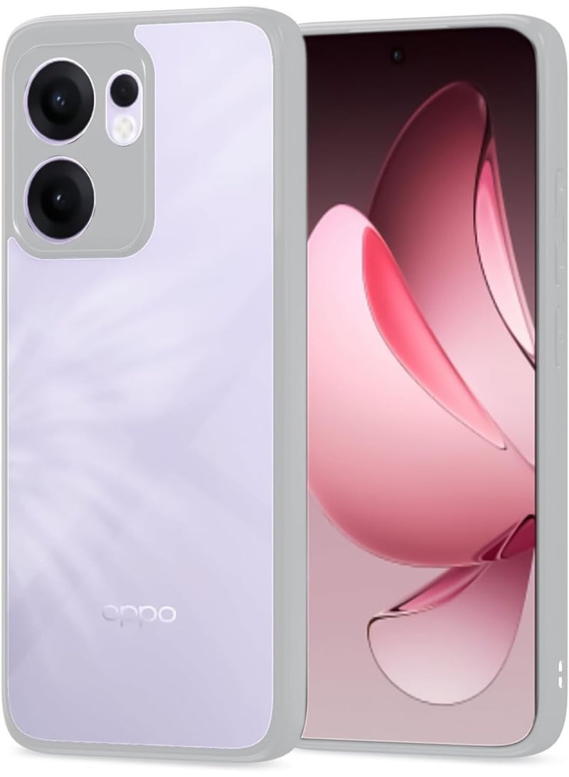 Ultra Hybrid Shockproof Back Cover Case for Oppo Reno 13F Camera Protection Bump | Hard Back Cover Case (PC & TPU, Crystal Clear Back, Grey Sides) - Image 1