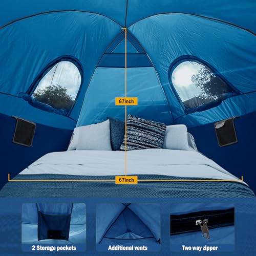 Qualencey Pickup Truck Tent with Awning Shade,Waterproof PU5000mm Oxford for 5.5-6.3 FT Truck Bed for Camping Travel Outdoor Activities for Chevy Silverado 1500,Ram 1500/Dakota,F150,GMC 1500,Titan,Tundra (blue) - Image 3