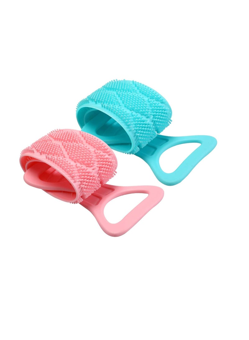 2 Pieces Silicone Back Scrubber Bath Body Belt Brush Washer for Shower Men Women Bathroom Supplies Exfoliating More Hygienic - Image 1