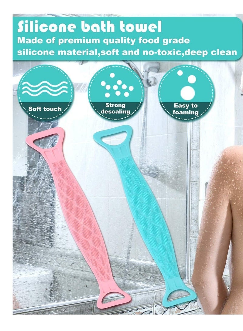 2 Pieces Silicone Back Scrubber Bath Body Belt Brush Washer for Shower Men Women Bathroom Supplies Exfoliating More Hygienic - Image 4