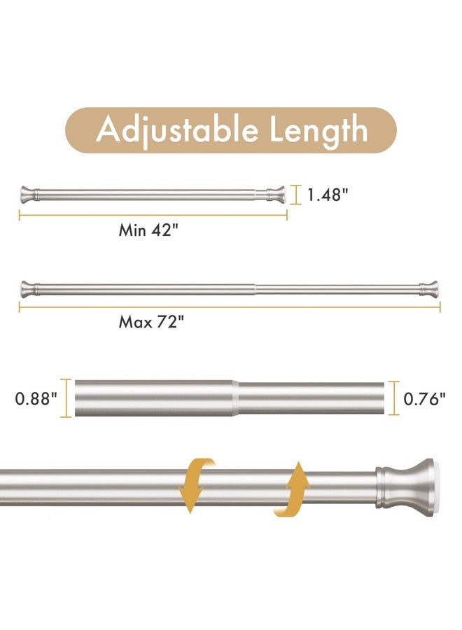 Amazer Spring Tension Shower Curtain Rod, 42-72 Inches Rust-Resistance Bathroom Rod, Adjustable Shower Rod No Drill, Nickel - Image 1