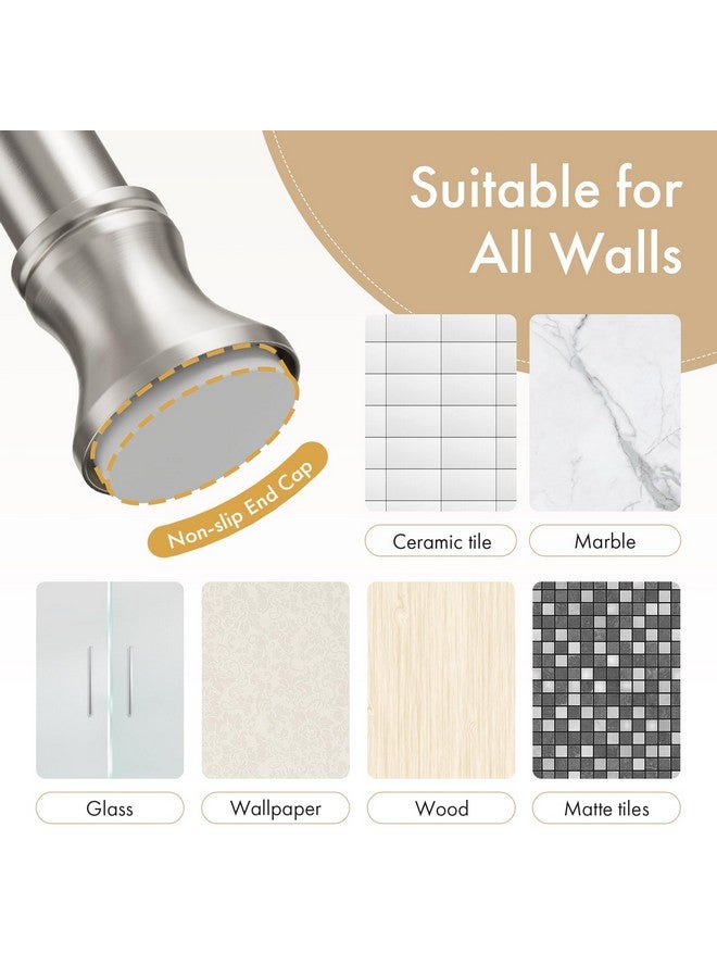 Amazer Spring Tension Shower Curtain Rod, 42-72 Inches Rust-Resistance Bathroom Rod, Adjustable Shower Rod No Drill, Nickel - Image 2