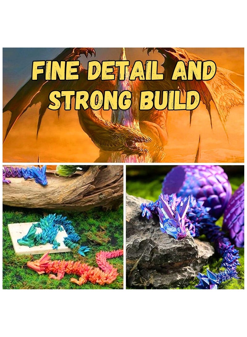 LED 3D Printed Dragon Egg 2 Pack Bundle ,Dragon Eggs with Dragon Inside,Crystal Dragon Fidget Toys,Full Articulated Dragon Dragon in Egg,Adults Fidget Toys for Autism ADHD (12inch) - Image 3