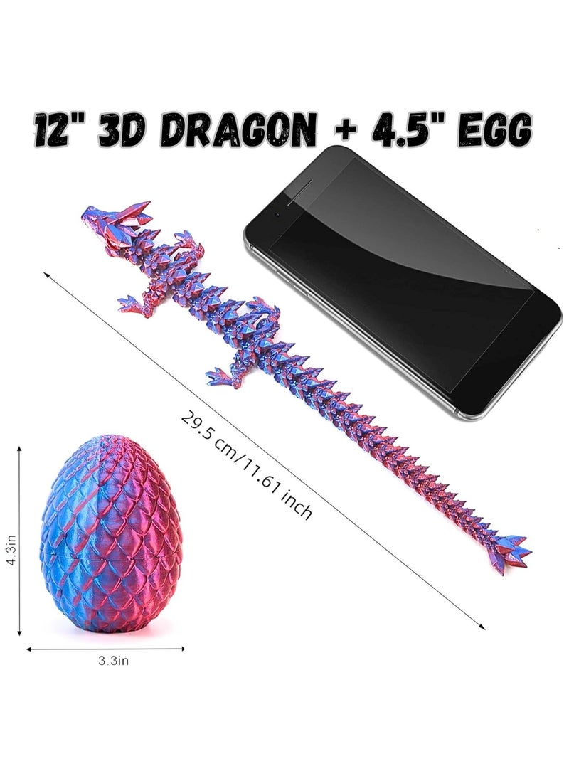 LED 3D Printed Dragon Egg 2 Pack Bundle ,Dragon Eggs with Dragon Inside,Crystal Dragon Fidget Toys,Full Articulated Dragon Dragon in Egg,Adults Fidget Toys for Autism ADHD (12inch) - Image 5
