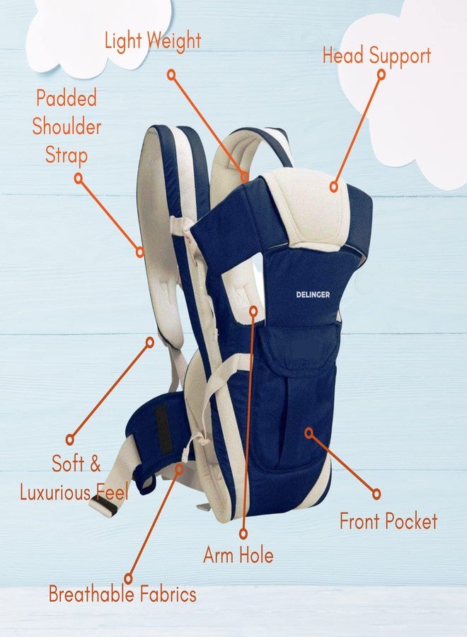 DELINGER Baby Carrier Bag for 0 to 2 Year New Born Baby 4 in 1 Adjustable Back Front with Safety Belt (Neavy Blue) - Image 2