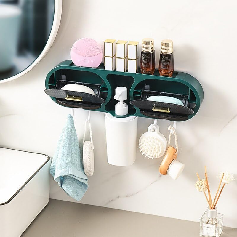 GTS Space-Saving Bathroom Organiser Storage Rack with Double Opening, Hooks, Handwash Holder | Waterproof & Rust-Resistant Cosmetic Organizer – Ideal Bathroom Accessories Holder for Kitchen & Bathroom - Image 2