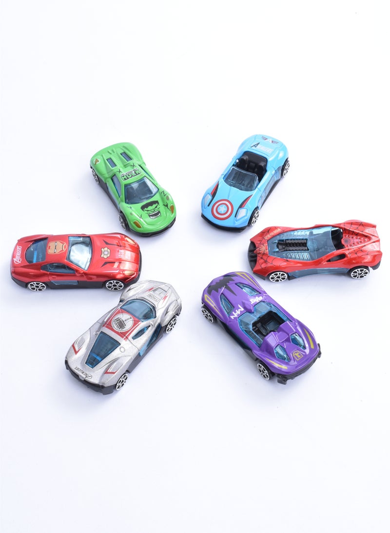 مجموعة سيارات صغيرة لعبة مكونة من 6 قطع متعدد الألوان - Image 2