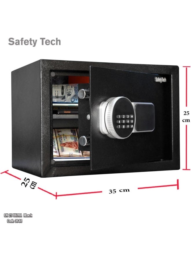 سيفتي تيك خزنة إلكترونية من SafetyTech بتصميم أنيق وبطاريات خارجية، مقاس 25 × 35 × 25 سم - Image 2
