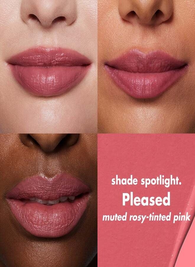 elf e.l.f. O Face Satin Lipstick – Pleased | Richly Pigmented Hydrating Satin Finish Lipstick with Squalane, Jojoba Esters & Marula Oil – 3.8 g - Image 2