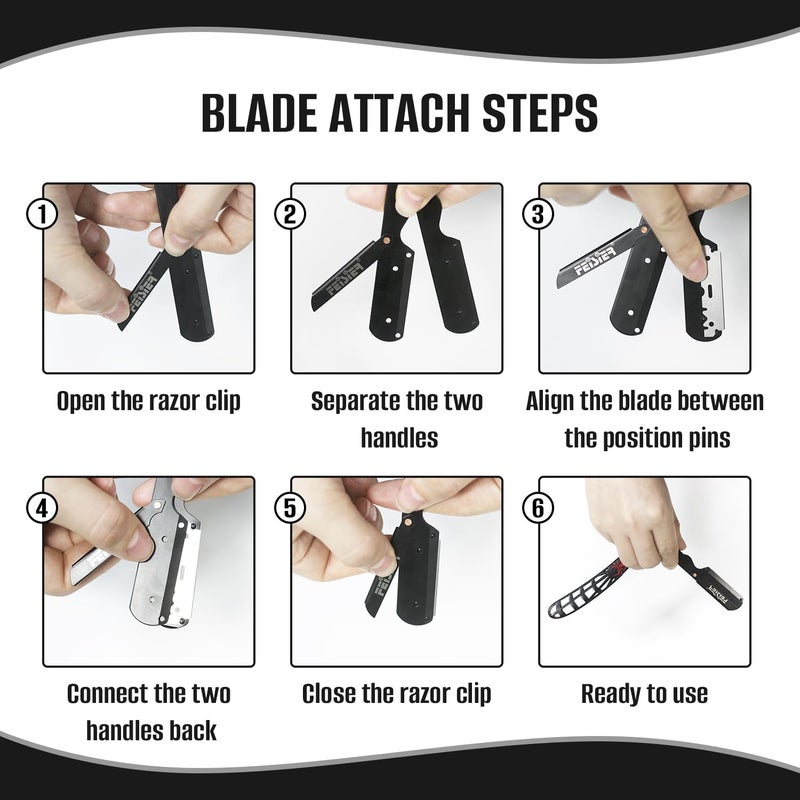 FEISIER Straight Razors for Men, Professional Straight Single Edge Razor Kit, Stainless Steel Barber Razor with 100 Replacment Blades,Premium Barber Razor for Men's Shaving Salon - Image 3