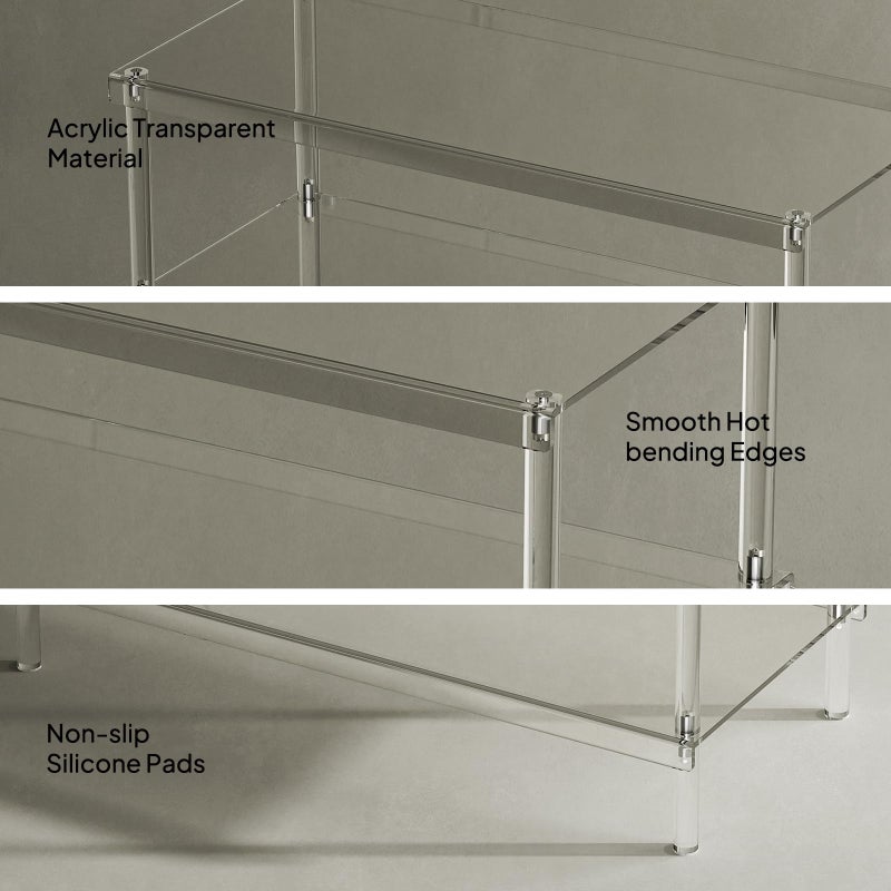 Aquiver 4-Tier Acrylic Shoe Rack - Shoe Rack Organizer - Modern Shoe Storage Shelf, Holds 12-16 Pairs of Shoes for Entryway, Closet - 25.6'' L x 11.8'' W x 28.3'' H, Clear, Easy Assembly & Clean - Image 3