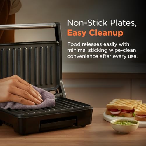 Glen Electric Grill Sandwich Maker, 850W, Panini Press with Heavy Duty Non Stick Plates, Oil Collector Tray, Strong Steel Handle, Toaster Griller for 2 Bread Slices, 2-Year Warranty - 3029GRILL - Image 5