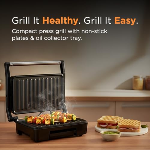 Glen Electric Grill Sandwich Maker, 850W, Panini Press with Heavy Duty Non Stick Plates, Oil Collector Tray, Strong Steel Handle, Toaster Griller for 2 Bread Slices, 2-Year Warranty - 3029GRILL - Image 2