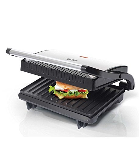 Glen Electric Grill Sandwich Maker, 850W, Panini Press with Heavy Duty Non Stick Plates, Oil Collector Tray, Strong Steel Handle, Toaster Griller for 2 Bread Slices, 2-Year Warranty - 3029GRILL - Image 1