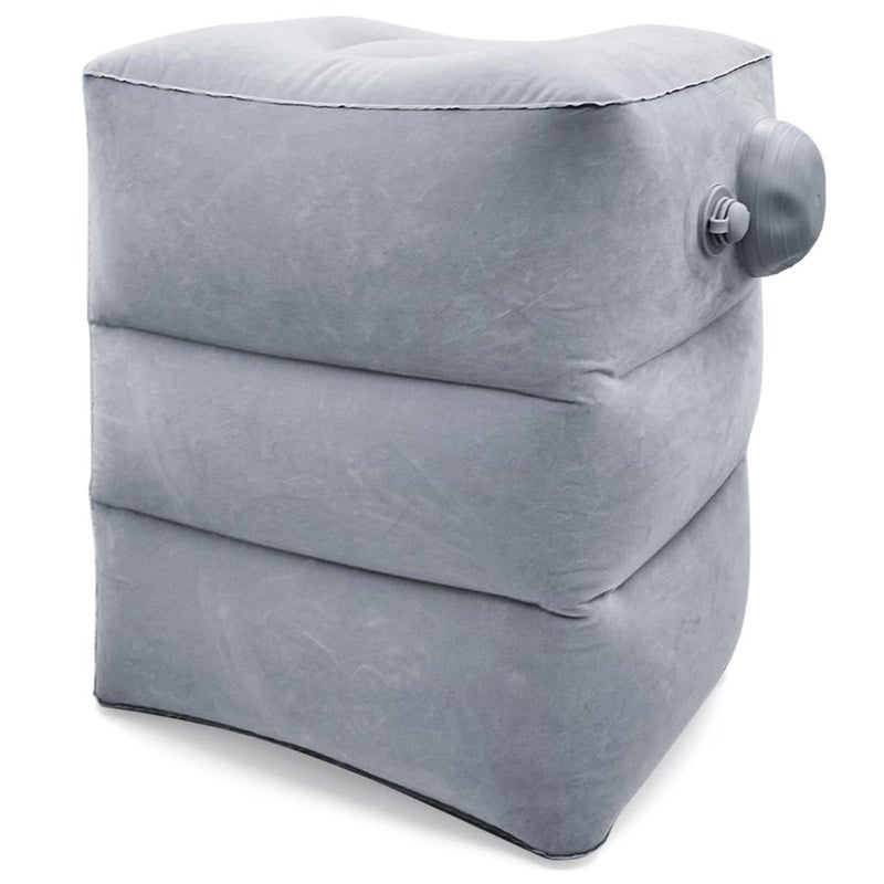 Optifit Inflatable Air Travel Pillow leg pillows for sleeping Portable Footrest Pillow for Flight Home Office Footstool Selfinflatable Air Travel Pillow for Adult KidsGrey - Image 1