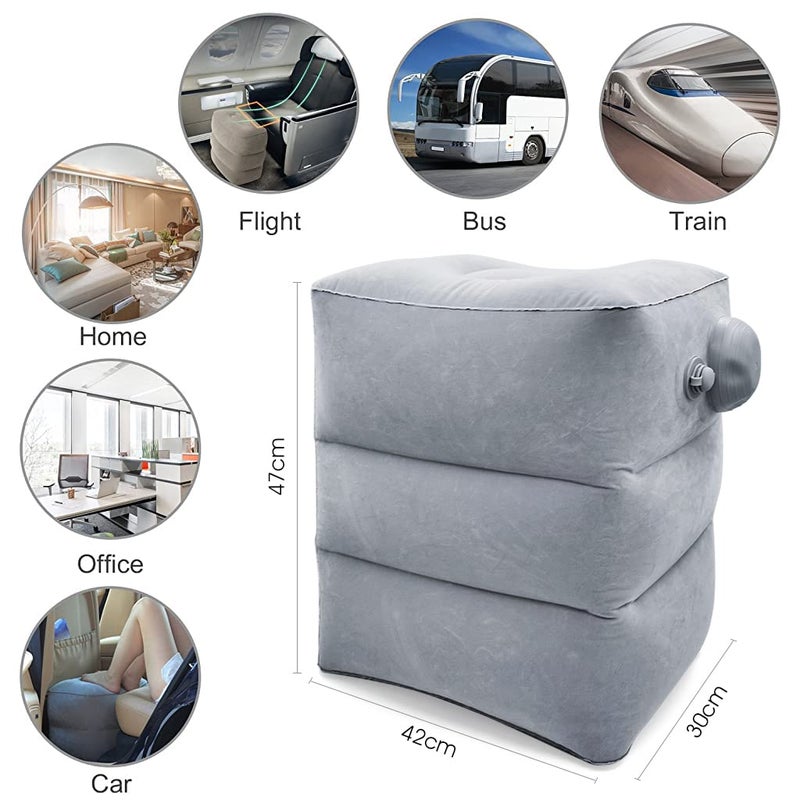 Optifit Inflatable Air Travel Pillow leg pillows for sleeping Portable Footrest Pillow for Flight Home Office Footstool Selfinflatable Air Travel Pillow for Adult KidsGrey - Image 4