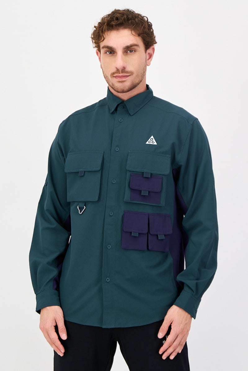 Nike x Acg Men Dri Fit Long Sleeve Outdoor Jacket Shirt, Green - Image 1