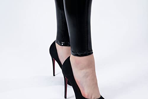 NewL Women Mirror Faux Patent Leather Leggings Wet Look Reflective Shiny Stretch Tighten Pants High Waist Slim (L, Black) - Image 5