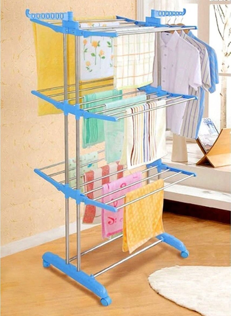 DubaiGallery Stainless Steel Clothes Hanger With Wheels Silver/Blue - Image 4