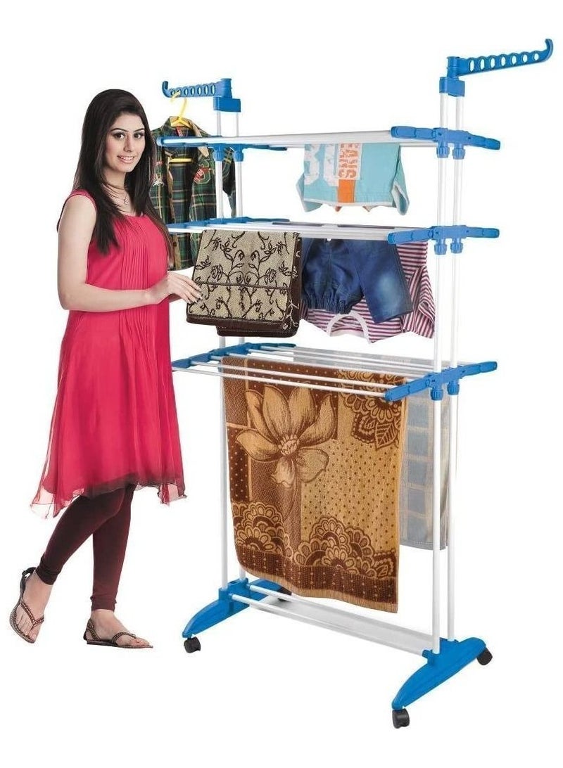 DubaiGallery Stainless Steel Clothes Hanger With Wheels Silver/Blue - Image 3