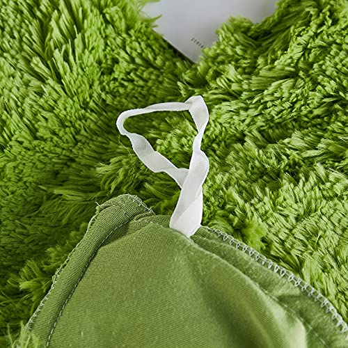 Yaoshuho Plush Fluffy Duvet Cover King Size Luxury Ultra Soft Shaggy Duvet Cover Set Faux Fur Comforter Bedding Set(1 Duvet Cover + 2 Pillow Shams), Green - Image 5