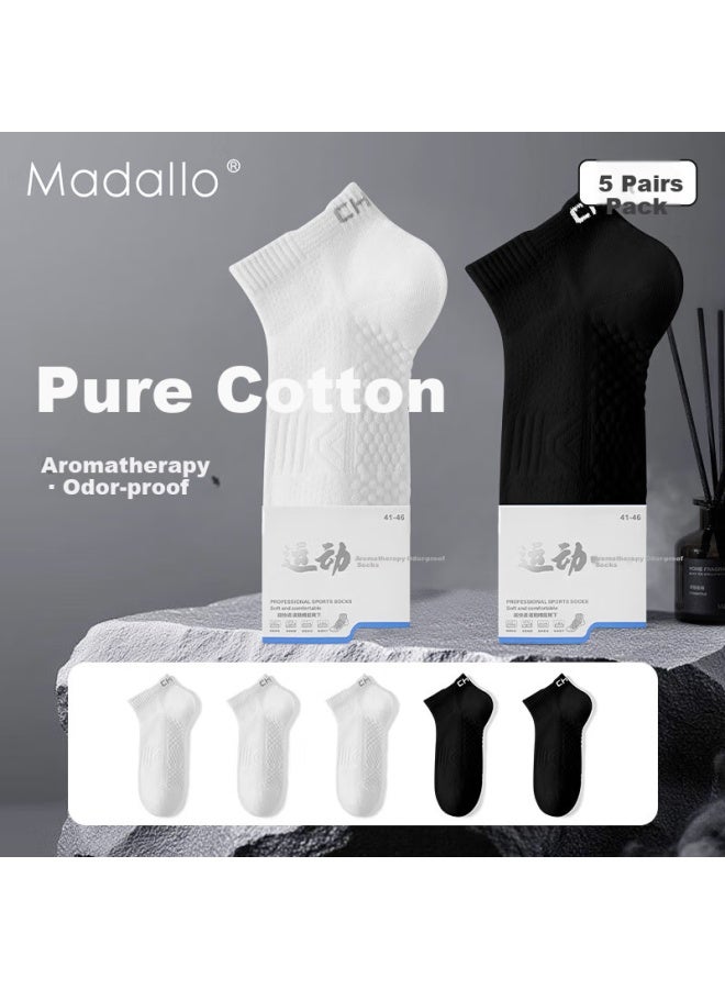 Madallo Aromatherapy Essential Oil 100% Pure Cotton Men'S Antibacterial Socks Men'S Summer Thin Breathable Socks Sports Ankle Socks - Image 2