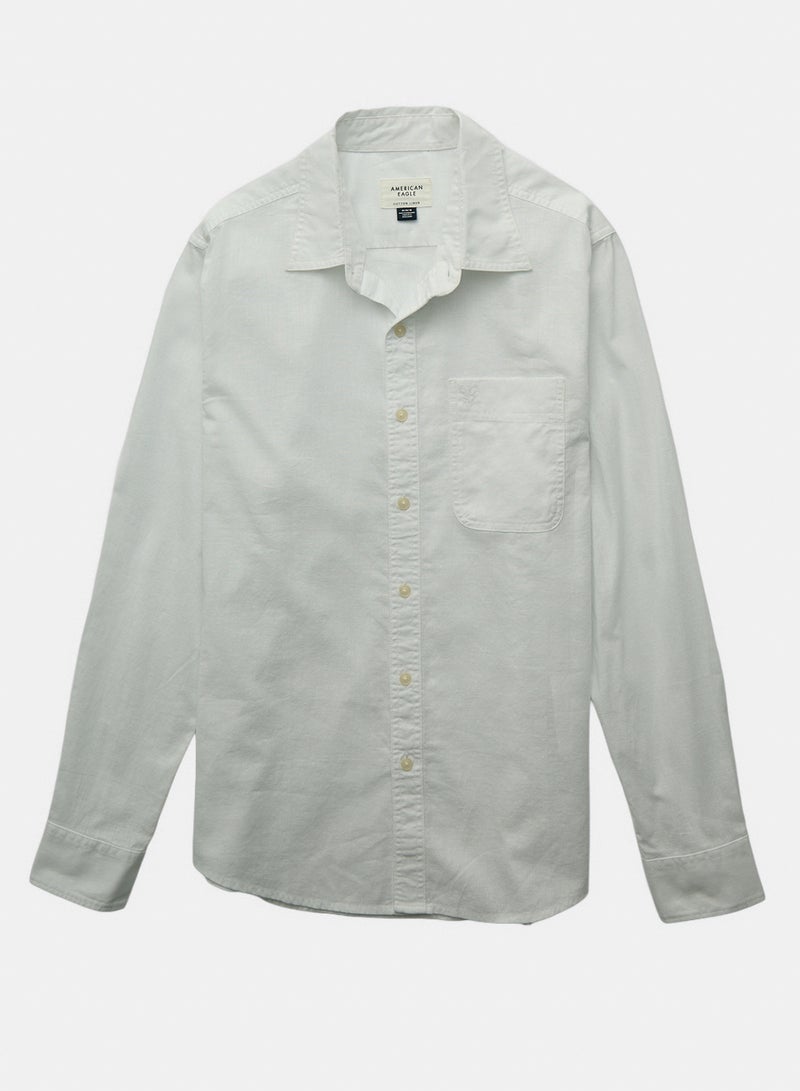 American Eagle AE Everyday Button-Up Linen Shirt - Image 3