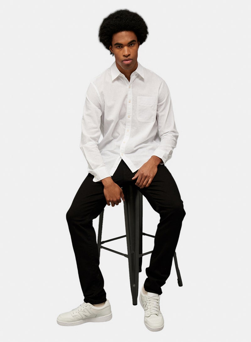 American Eagle AE Everyday Button-Up Linen Shirt - Image 1