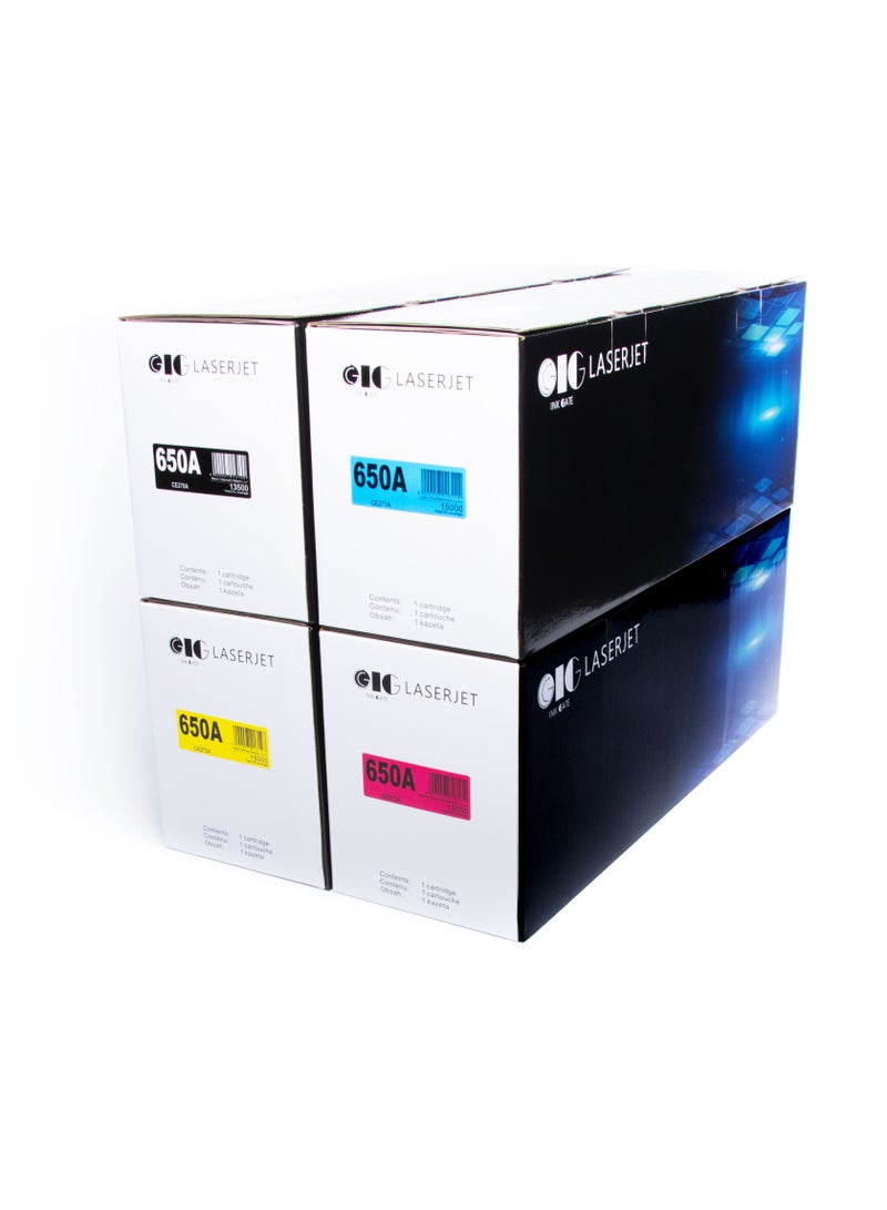 IG Compatible Toner Combo – 650A / CE270A Series – Black + Cyan + Magenta + Yellow – For HP CP5520 / CP5525 – 13500 / 15000 Pages - Image 1