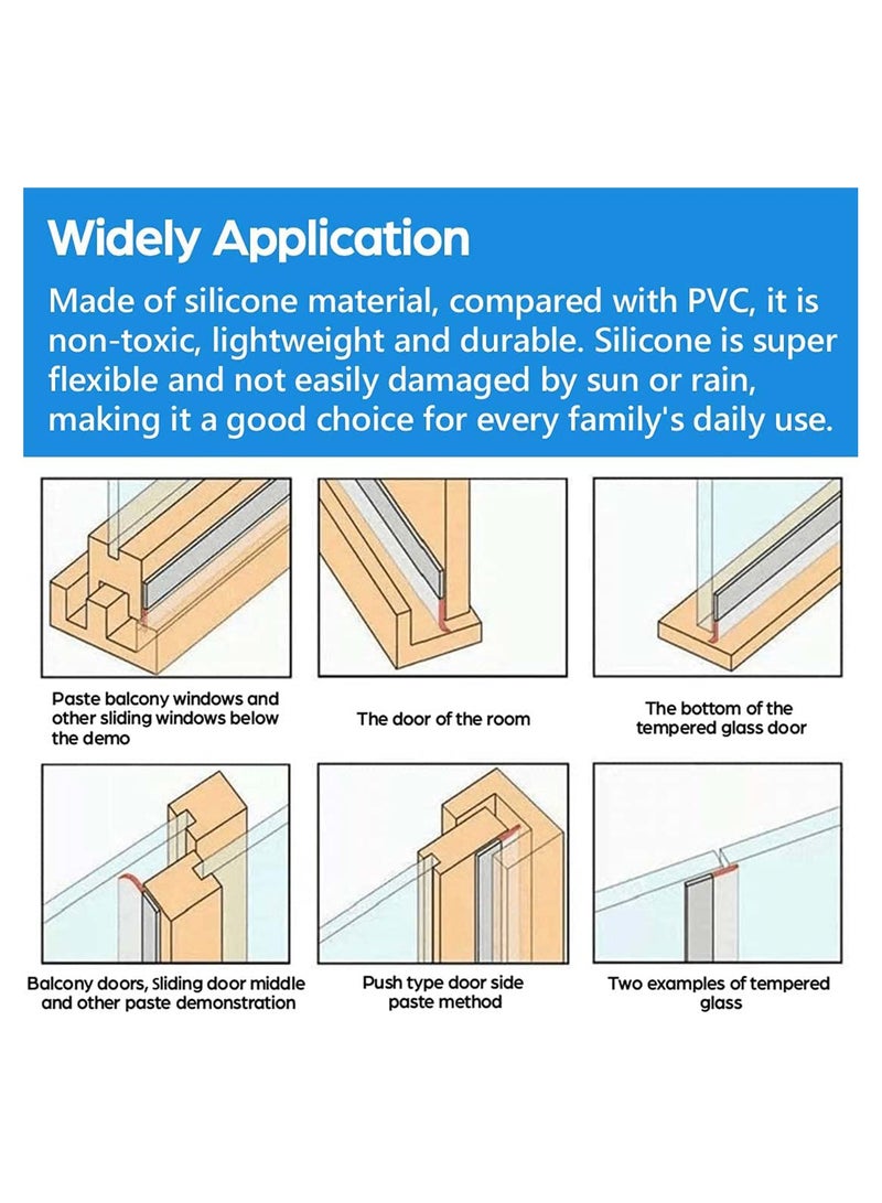 KASTWAVE 2 Rolls 33 Feet Door Weather Stripping Silicone Seal Strip Window Sealing Tape for Draft Stopper Adhesive Doors Windows and Shower Glass Gaps- Width 1'' 1.4'' - Image 3