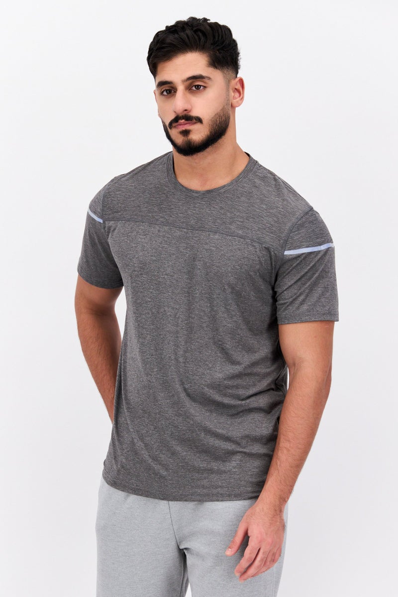 MOTION Men Sportswear Fit Short Sleeves Training T-Shirt, Charcoal - Image 1