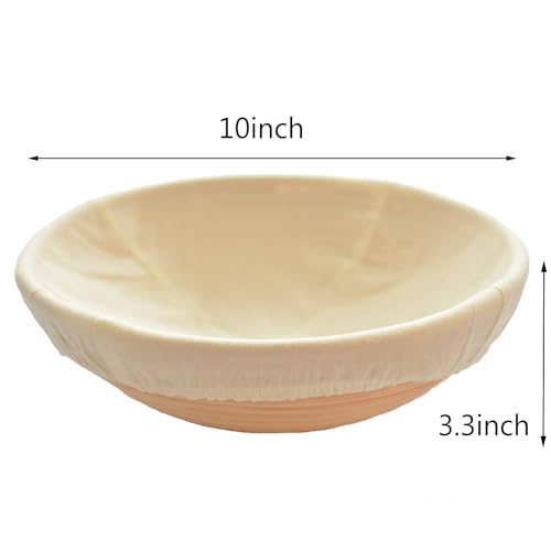 Forsun 1pcs 10" Round Banneton Brotform Bread Dough Proofing Rising Rattan Basket & Liner,Banneton Proofing Basket Set - for Home Bakers (Sourdough Recipe) & Bread Making - Image 2