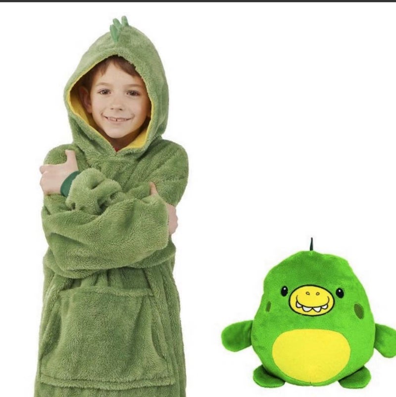 2019 New lazy pajamas winter new childrens home wear childrens storage warm clothes pet shape Green  - Image 1