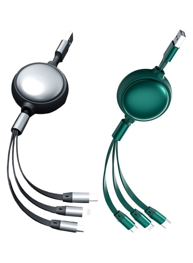 Y&D USB charging cable retractable 3-in-1 multi data 4ft/1.2m 2 pieces - Image 1