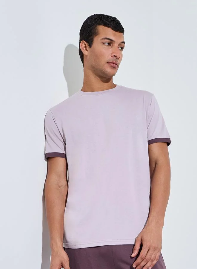 ستايلي Purple Short Sleeves T-Shirt and Pants Relaxed Fit Pyjama Set