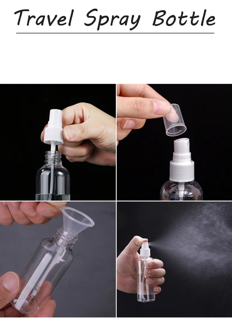 Qiccijoo - Qiccijoo 6 Pack Spray Bottles 3.5oz/100ml Clear Empty Fine Mist Plastic Mini Travel Bottle Set for Perfumes, Travel, Small Refillable Liquid Containers with 3pcs Funnels and 8pcs Labels - Image 1