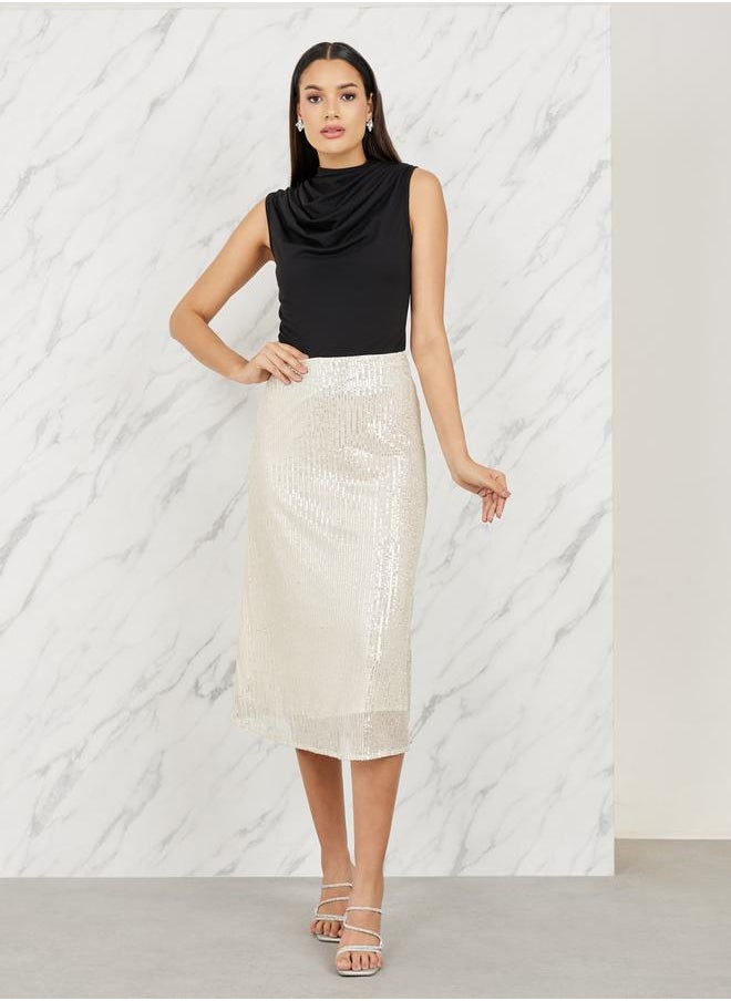 Styli - Sequin Detail Straight Fit Midi Skirt - Image 1