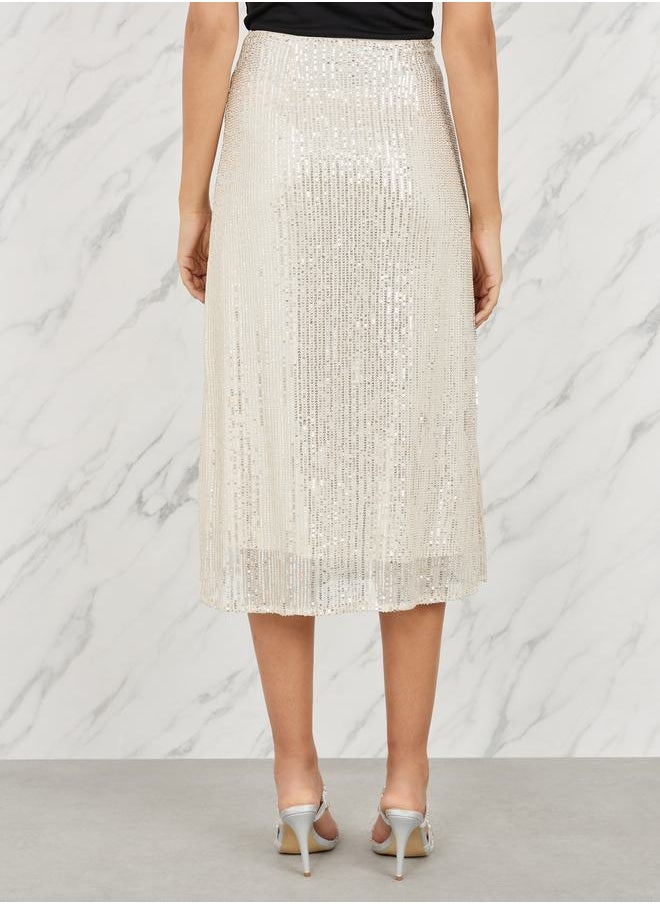 Styli - Sequin Detail Straight Fit Midi Skirt - Image 1