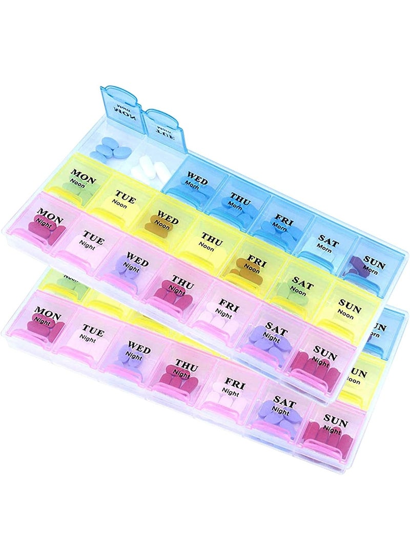 Two weekly pill organizer packs, a three-a-day pill box, a large pill organizer, a 7-day pill box for vitamins, fish oils and supplements (7 x 3 medium) - Image 1