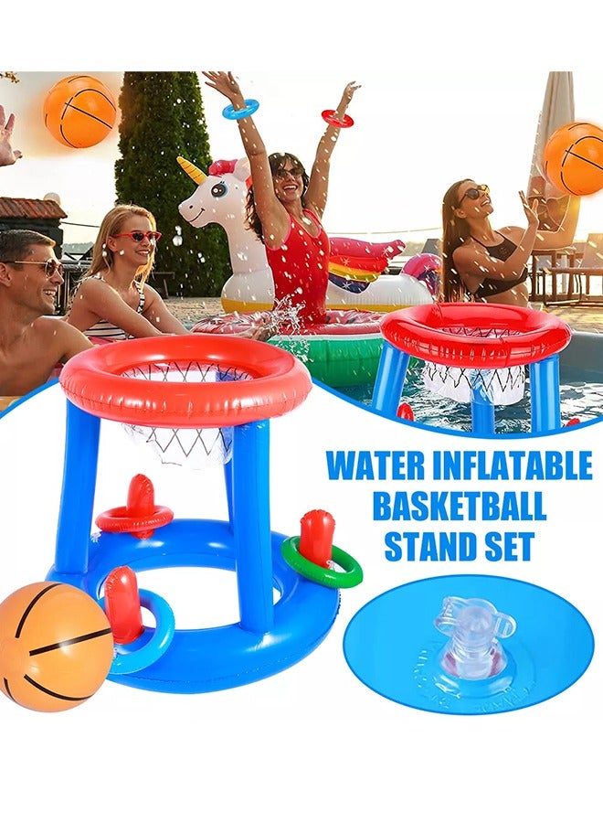 UETEEY Pool Toys Games Set, Floating Basketball Hoop&Inflatable Pool Ring Toss for Kids Adults Family Swimming Water Sport Fun Floats Accessories - Image 2