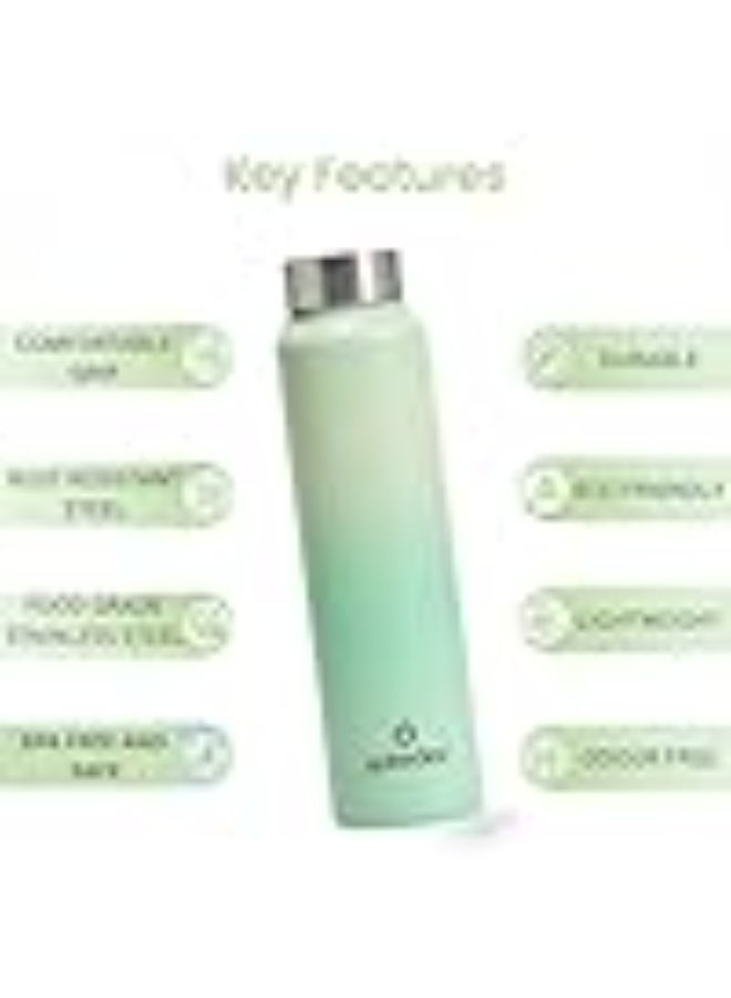 Speedex Stainless Steel Water Bottle 1 Ltr, Leak Proof Screw Cap, BIS Approved 1000 ml Metal Bottle For Daily, Office, School, Gym, Travel Use for Men, Women, Kids, Adults, Dual Green, Set of 4 - Image 2