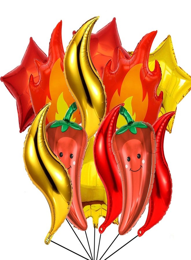 DYT 12PCS Chili Fire Foil Balloons for Cook Off Contest Party Decoration Chili Pepper Flame Aluminum Balloon Contest Tasting Competition Cinco De Mayo Mexican Fiesta Birthday Party Supplies - Image 1