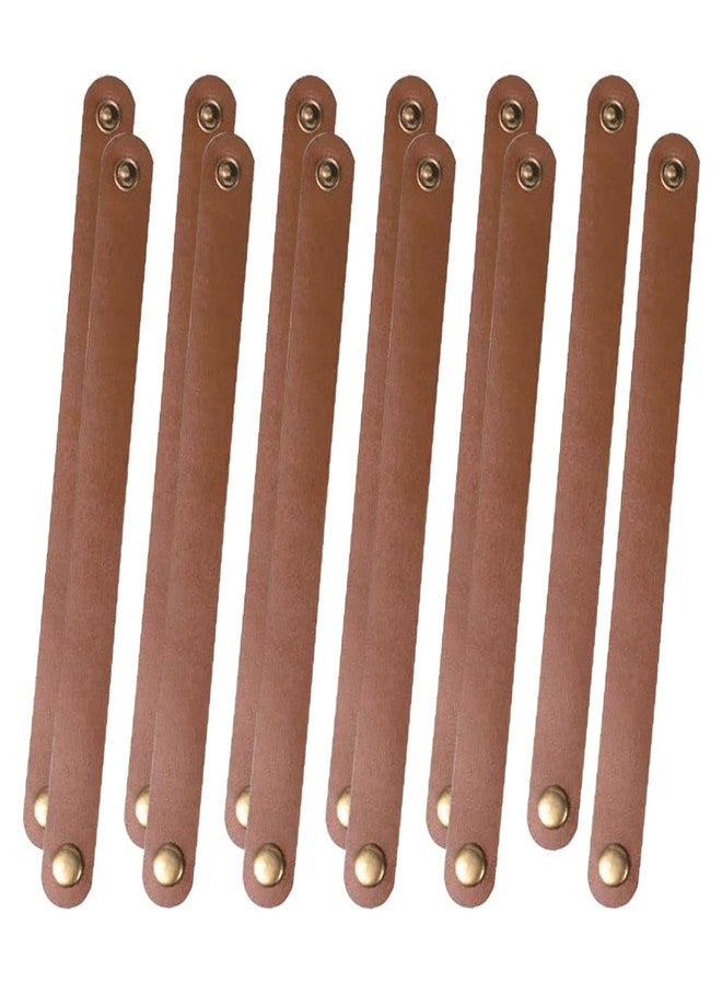 GSHLLO 12 Pcs Brown PU Leather Curtain Tiebacks Fashion Drapery Tie Backs Retro Curtain Ties Holdbacks Window Treatment Holdback Blank Leather Cuff Bracelets Craft Snap Bracelets - Image 1