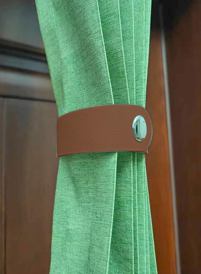 GSHLLO 12 Pcs Brown PU Leather Curtain Tiebacks Fashion Drapery Tie Backs Retro Curtain Ties Holdbacks Window Treatment Holdback Blank Leather Cuff Bracelets Craft Snap Bracelets - Image 2