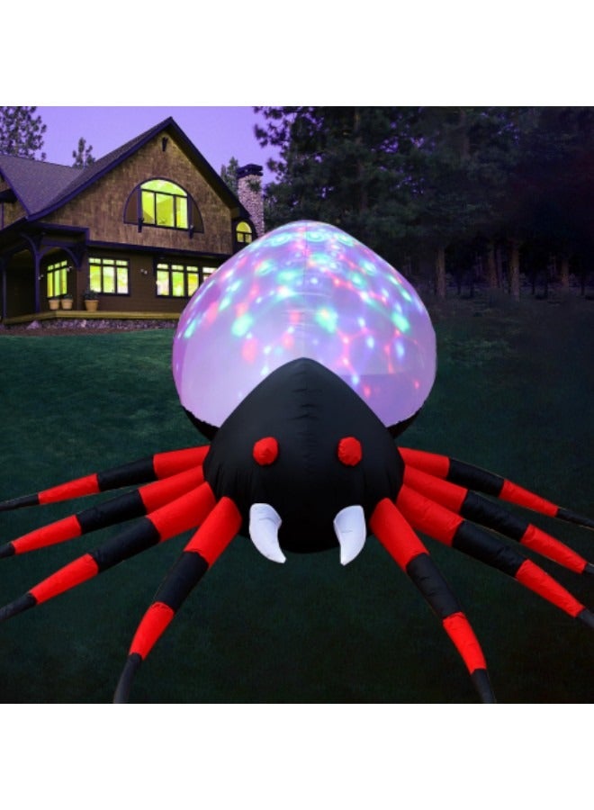 GGEROU 8 Ft Inflatables Giant Red Spider Build-in Swirling LED Lights, Blow up Party Decorations - Image 1