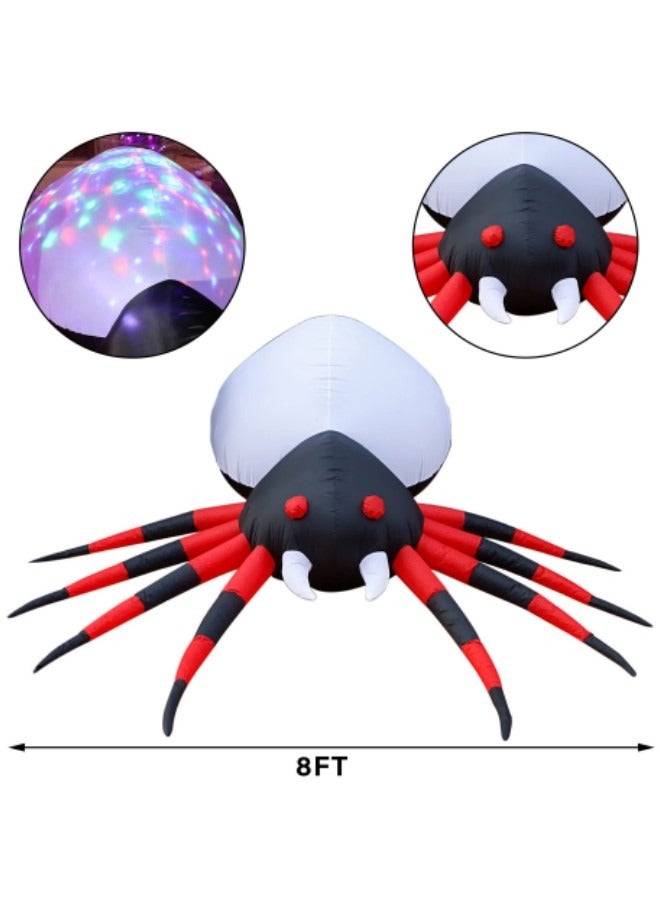 GGEROU 8 Ft Inflatables Giant Red Spider Build-in Swirling LED Lights, Blow up Party Decorations - Image 3