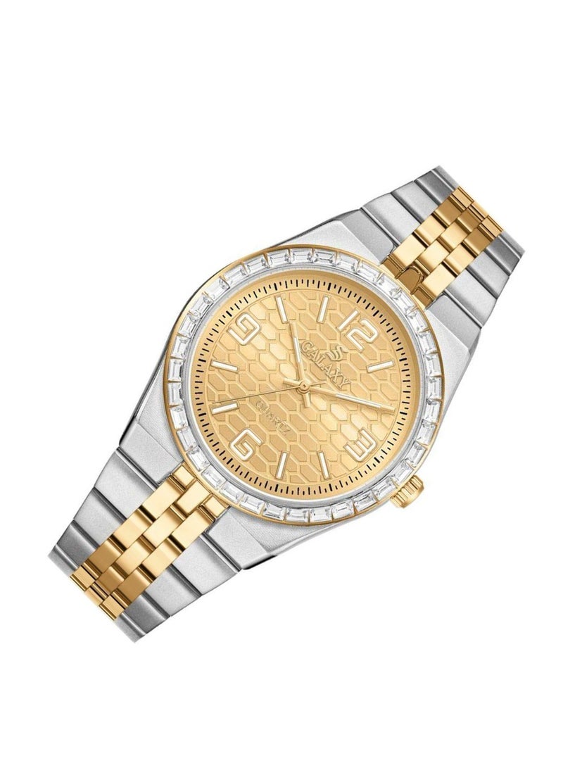 جالاكسي ساعة جالكسي GS-2398 للجنسين، ساعة معصم تناظرية، هيكل من الفولاذ المقاوم للصدأ، تصميم كلاسيكي أنيق، ساعة للارتداء اليومي - Image 2