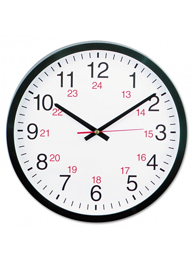 Universal 10441 - 24-Hour Round Wall Clock, 12.5in, Black