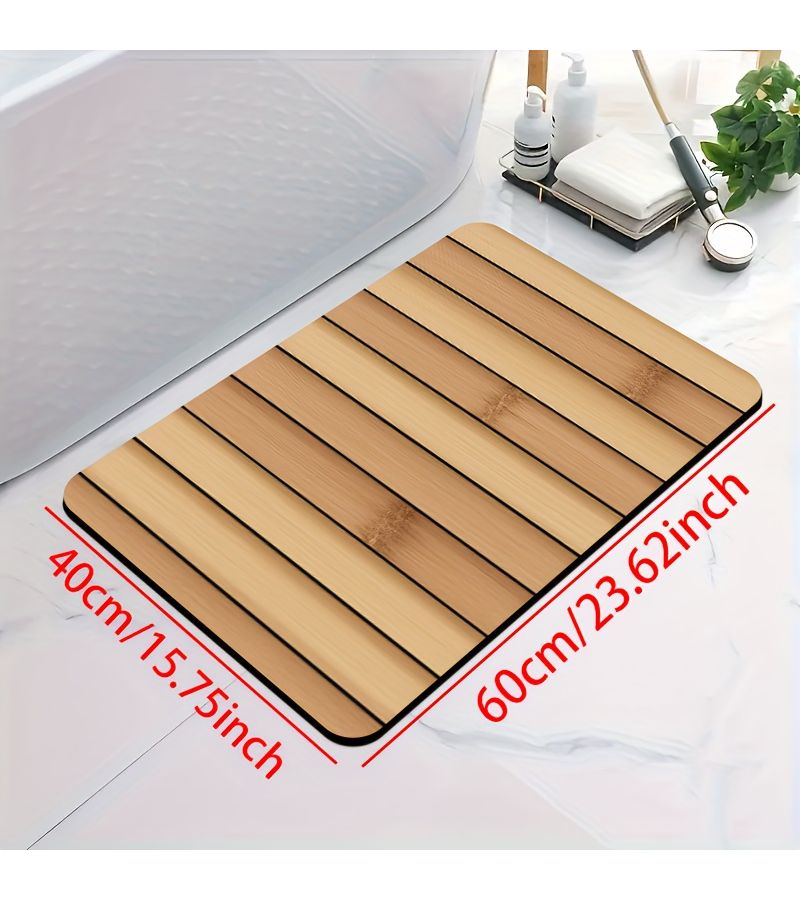 Vertical Stripe Background Pattern Print Diatomite Bathroom Non Slip Mat 45x120cm Quick Drying Absorbent Rubber Backed Soft Comfortable Door Mat Sink Front Floor Mat Shower Rug - Image 3