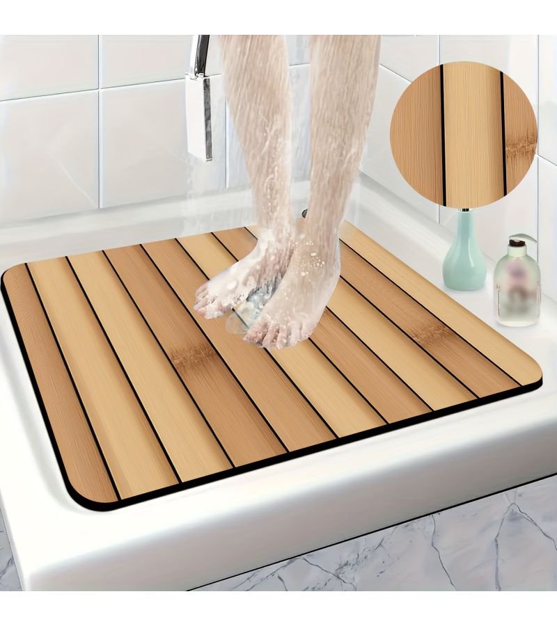 Vertical Stripe Background Pattern Print Diatomite Bathroom Non Slip Mat 45x120cm Quick Drying Absorbent Rubber Backed Soft Comfortable Door Mat Sink Front Floor Mat Shower Rug - Image 2
